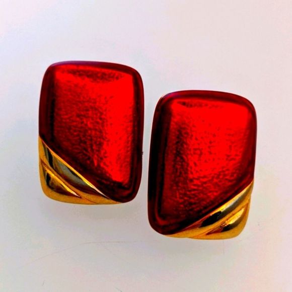 Vintage Jewelry - Vintage Candy Red Apple Earrings